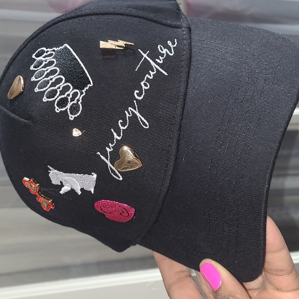 NWT Juicy Couture Black Cap with Embellishments - Picture 8 of 9